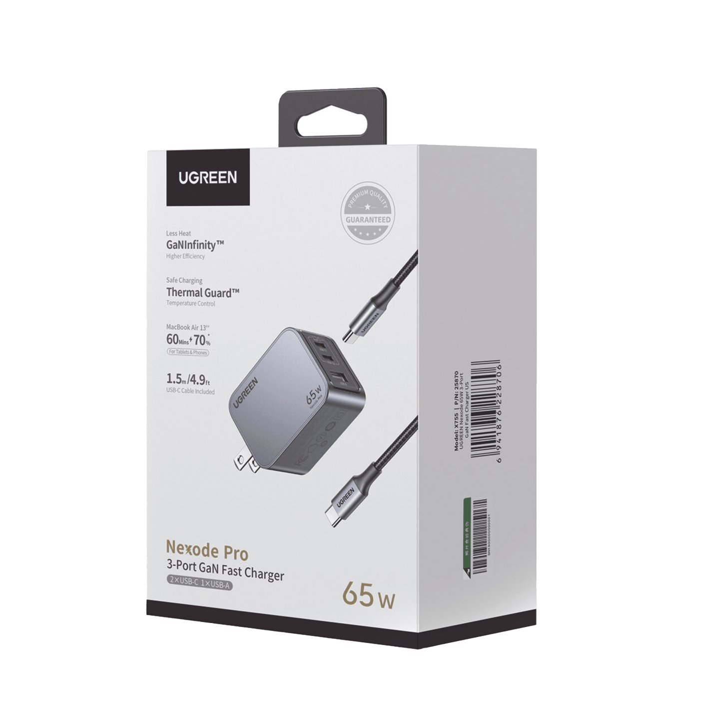 Cargador de 65W serie Nexode PRO | 3 Puertos de Carga Rápida | 2 USB-C | 1 USB-A | Tecnología GaN II | Power Delivery 3.0 | Quick Charge 4.0 | Chip Confiable y Carga Inteligente | Optimiza la Experiencia de Carga | Incluye cable USB-C - SayulitaWifi
