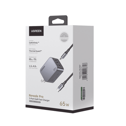 Cargador de 65W serie Nexode PRO | 3 Puertos de Carga Rápida | 2 USB-C | 1 USB-A | Tecnología GaN II | Power Delivery 3.0 | Quick Charge 4.0 | Chip Confiable y Carga Inteligente | Optimiza la Experiencia de Carga | Incluye cable USB-C - SayulitaWifi