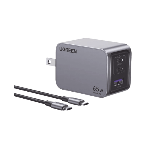 Cargador de 65W serie Nexode PRO | 3 Puertos de Carga Rápida | 2 USB-C | 1 USB-A | Tecnología GaN II | Power Delivery 3.0 | Quick Charge 4.0 | Chip Confiable y Carga Inteligente | Optimiza la Experiencia de Carga | Incluye cable USB-C - SayulitaWifi