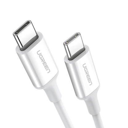 Cable USB-C a USB-C | 1 Metro | Carga Rápida de hasta 60W | Transferencia de datos de 480 Mbps | PD3.0 | QC 4.0/3.0/2.0 | FPC | AFC | Duradero y Flexible| Caja ABS | Cubierta de TPE | Color Blanco | 2 años de Garantía. - SayulitaWifi
