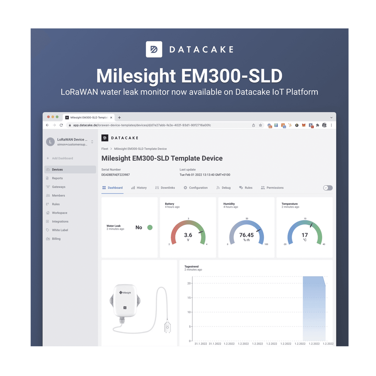 Licencia mensual para el uso de dashboard Datacake – ProLink